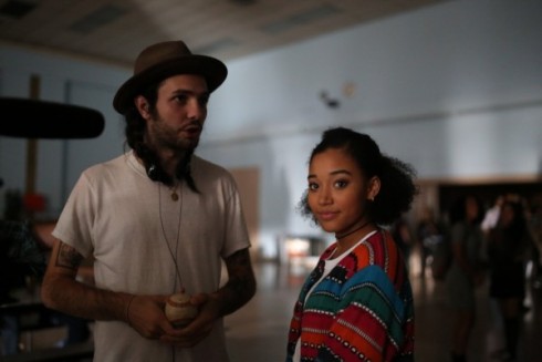 Director Miles Joris-Peyrafitte with one of his stars, Amandla Stenberg, on the set of “As You Are” (Photo courtesy YouthFX)